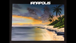 #261 How to paint a tropical sunset scene for beginners