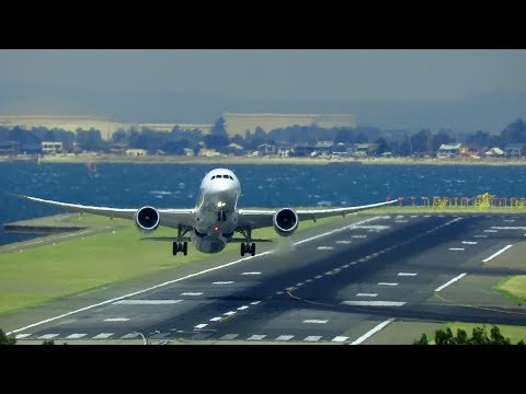 CROSSWIND! LATAM Boeing 787-9 Dreamliner Head-on View Takeoff from Sydney Airport! | CC-BGA