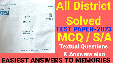 HSLC English Question Paper 2023/ Class 10 English Question paper 2023/part -2/ Solved Paper 2023