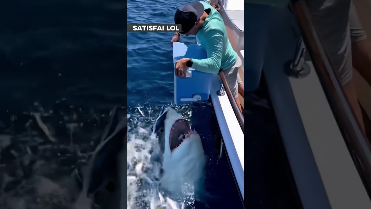 Man feeds shark with Fish