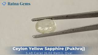 Product Video for: Ceylon Yellow Sapphire (Pukhraj) 5.48 Carat (6.02 Ratti)