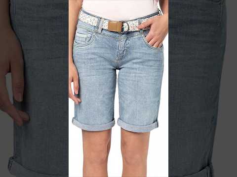جاذبية الأناقة شورتات برمودا جينز نسائية مع حزام ملون رابط المنتج في أول تعليق  