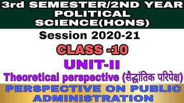 Pol Sci.Hons.Class-10, Theoretical Perspective(सैद्धांतिक परिप्रेक्ष्य),Unit-2 Public Administration