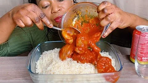 Africa food mukbang eating rice and stew