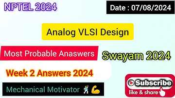 Analog VLSI Design | WEEK 2 Quiz | Assignment 2 Solution | NPTEL | SWAYAM 2024
