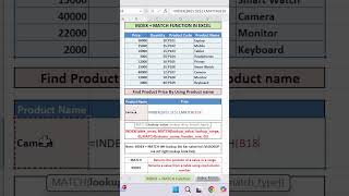 Excel INDEX MATCH Function | Find Product Price Instantly 🚀 (Better than VLOOKUP!)