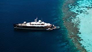 Whats Inside An Explorer Yachts Garage| Yacht Galileo Tied to Palm Trees