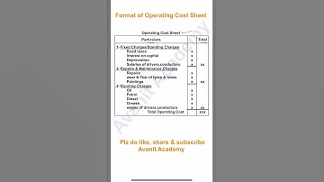 Operating Costing | Service Costing | format of Operating Cost sheet #shorts #trending #B.Com