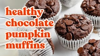 Nourishing Almond Butter Double Chocolate Pumpkin Muffins | Ambitious Kitchen