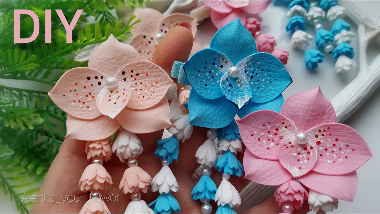 🌺🌿Шикарные заколочки!!!!Мини--орхидейки из фоамирана Украшения для волос🌿🌺🌿.