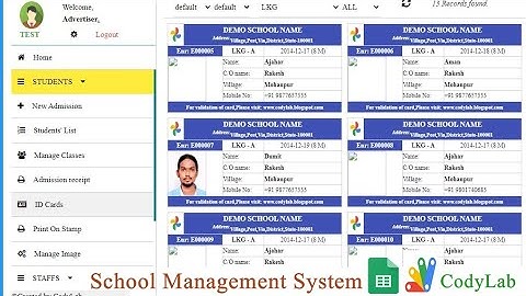School Management Software with ERP built on Google apps script and Google sheet