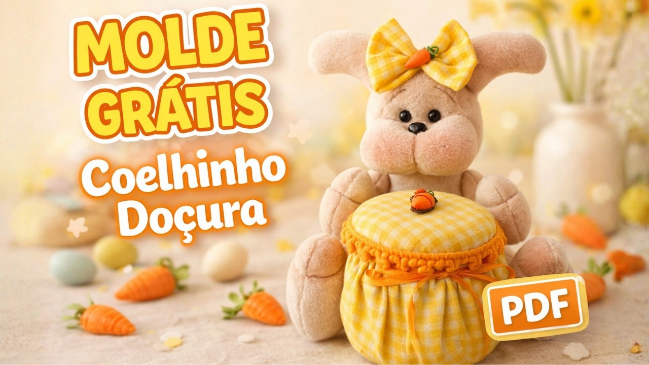 Molde Grátis Coelhinho Doçura 🐰 Lembrancinha de Páscoa | Aula Passo a Passo