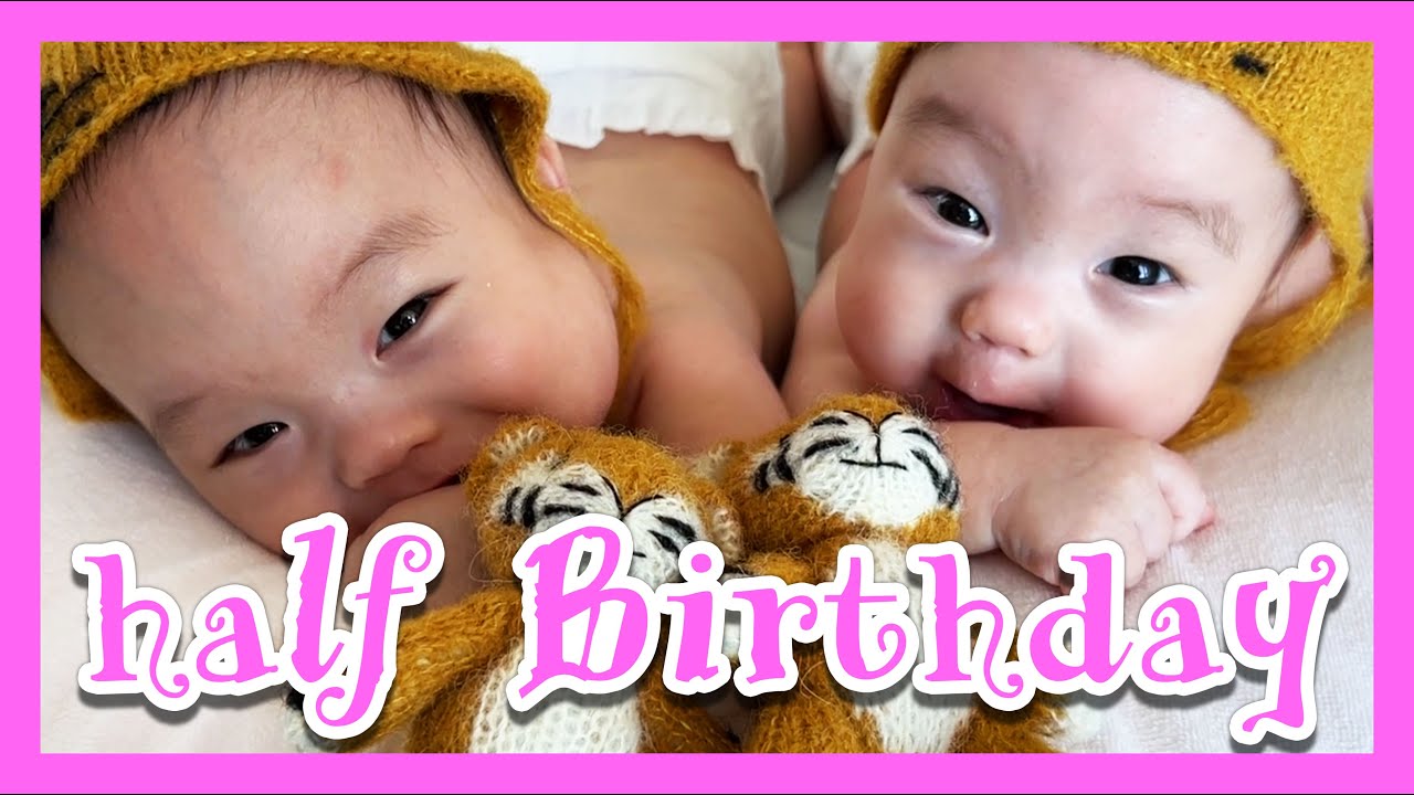初体験】双子乳児 ハーフバースデー half Birthday 半年誕生日 - YouTube