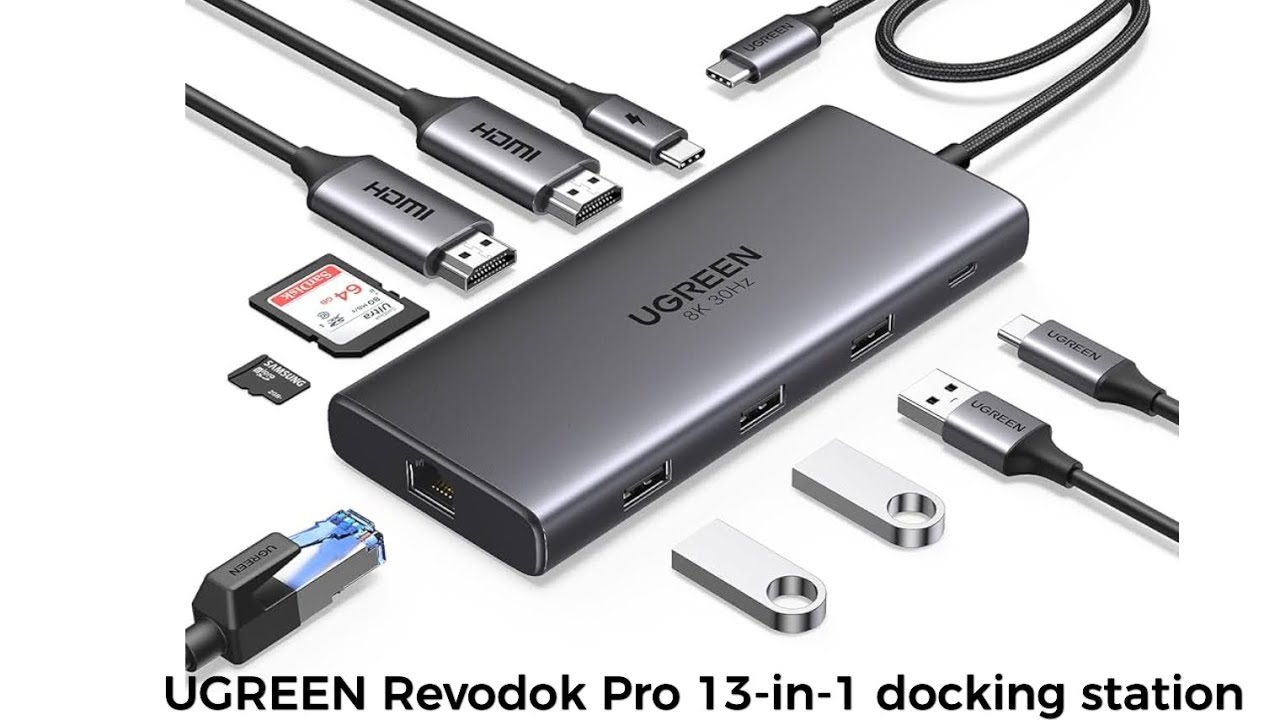 UGREEN Revodok Pro USB C Docking Station, 9-in-1 Dual Monitor 4K