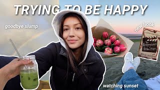 GETTING OUT OF MY WORK SLUMP | watching the sunset + buying myself flowers + shopping etc.