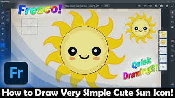 How to Draw Cute Sun Icon with Simple Line Art from Scratch in Adobe Fresco Step by Step Tutorial