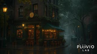 Cozy Outdoor Coffee Shop Jazz • Rainy Day Slow Piano (3H) — Relax, Study, Unwind | Pluvio Lab