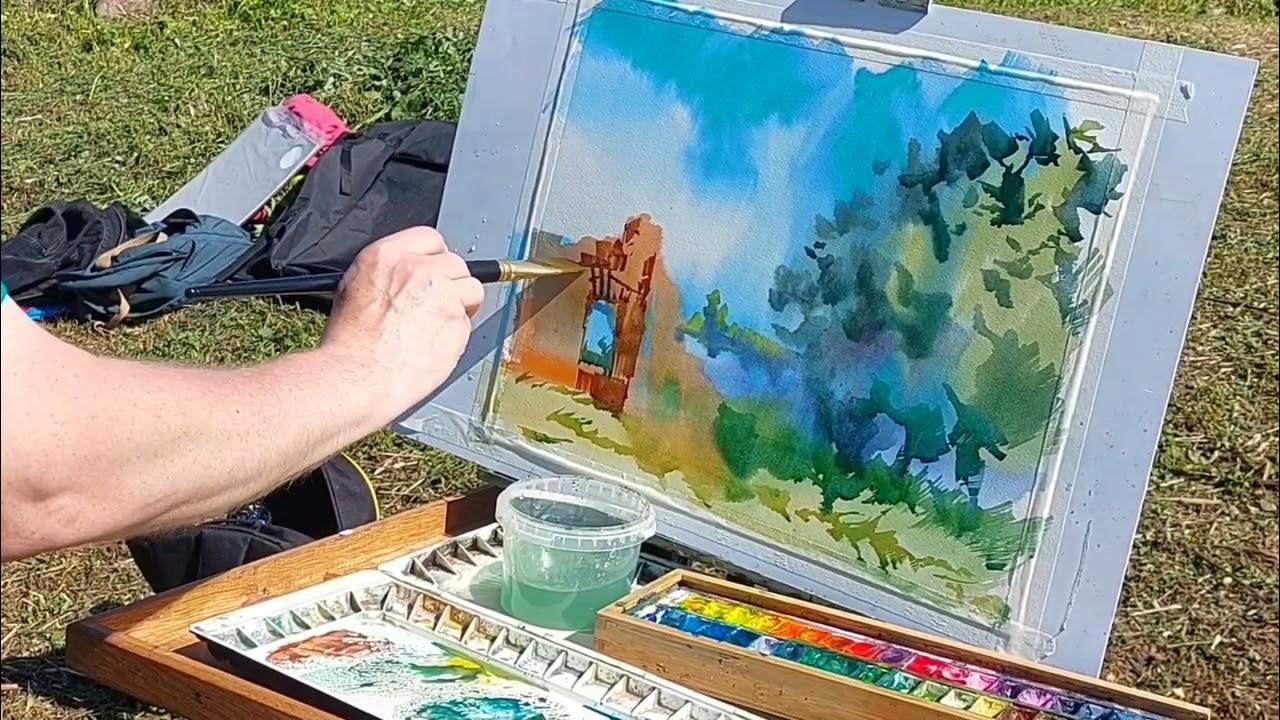 Акварель на пленэре, быстрый этюд с комментариями - YouTube