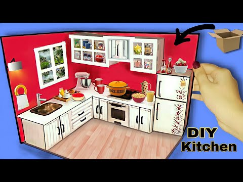 How to make miniature kitchen with matchbox // diy mini kitchen