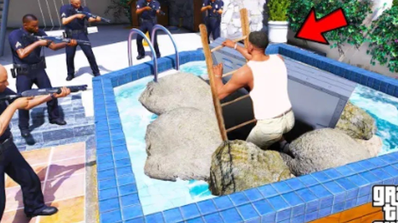 Franklin Build Hidden Secret Bunker Inside Swimming Pool In GTA V YouTube 