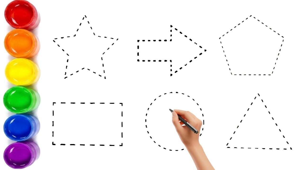 Learn 2D Shapes |Tracing and Coloring |Rhymes Collection |Writing Along ...