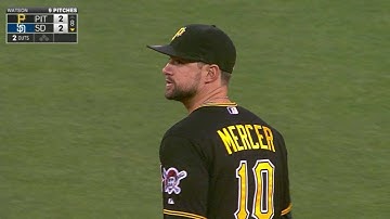 PIT@SD: Walker, Mercer combine to turn a double play
