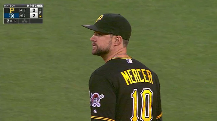 PIT@SD: Walker, Mercer combine to turn a double play