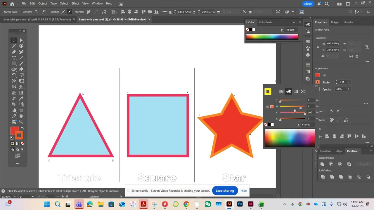 Drawing Lines with the Pen Tool