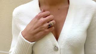 Vidéo: Bague en or rose 18 Cts et platine avec saphirs et diamants vers 1960. Taille 53 avec mise à taille offerte.