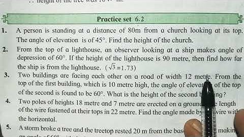 Practice set 6.2 Trignometry 10th std Geometry Maths2 Class10 SSC word problems explanation in hindi