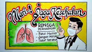Cara menggambar Poster tema memelihara organ pernapasan - Poster tema kesehatan