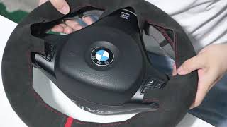 MEWANT Alcantara Material--for BMW M3 E90 E91 E92 E93 E87 E81 E82 E88 Steering Wheel Cover Install