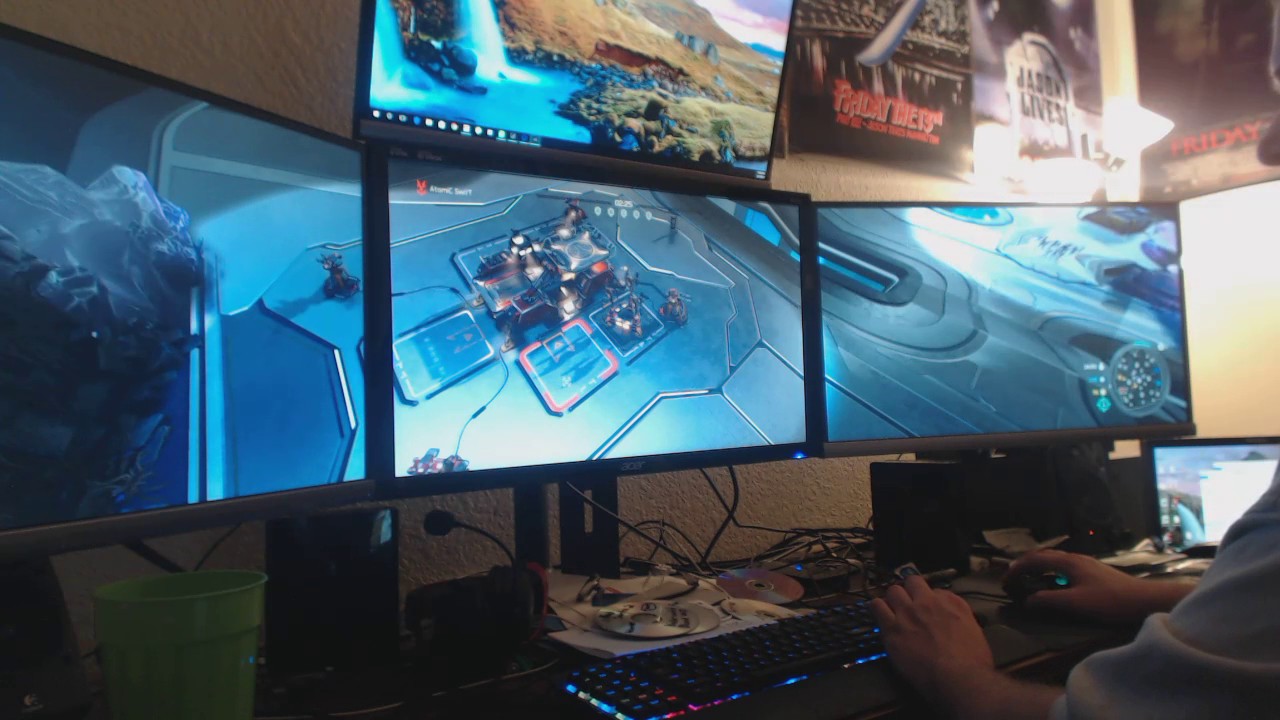 Halo Wars 2 Nvidia Surround 3 27 inch monitors YouTube