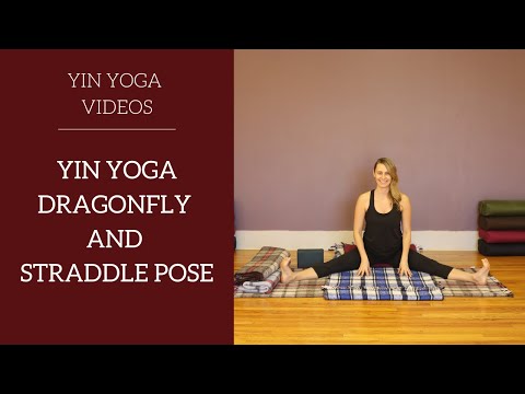 Yin Yoga Dragonfly Pose and Yin Yoga Straddle Pose with modifications