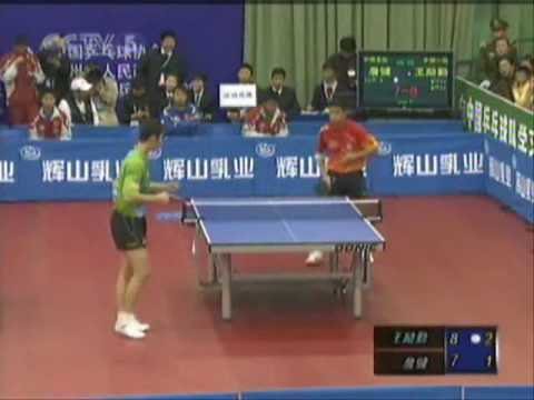 Chinese Men's Warm-up for 2006 WTTC (2) Wang Liqin vs Zhan Jian (3 of 3)