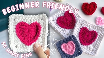 How To Crochet a Heart Granny Square With No Magic Ring (Beginner + Fast )