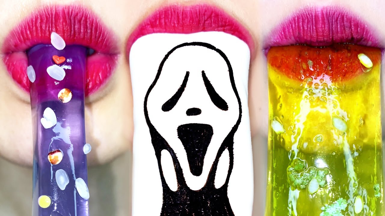 АСМР SCREAM зефир посыпать желе виноград лапша пудинг принимать пищу звуки MUKBANG TeeKaa