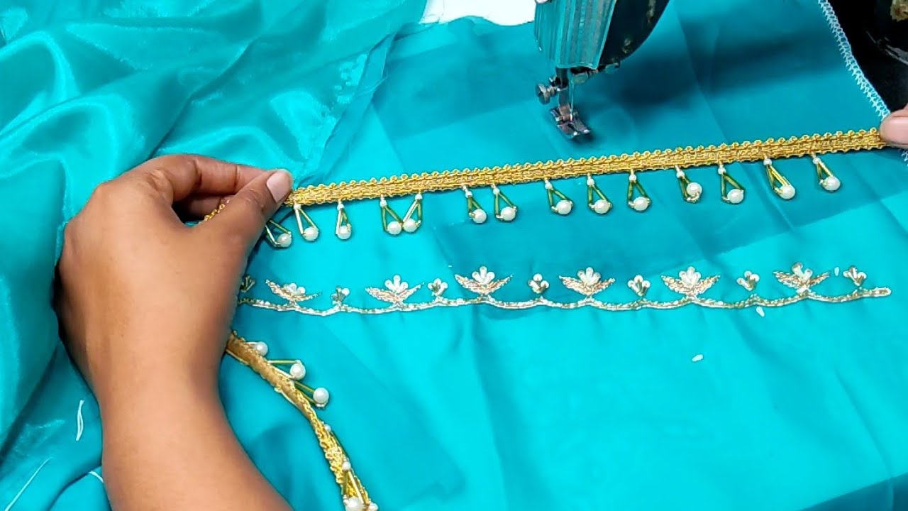 Hanging Wali Lace कैसे लगाएं|Latkan Wali Lace|How To Stitch||Hanging Laces @stitchwithjaspreet