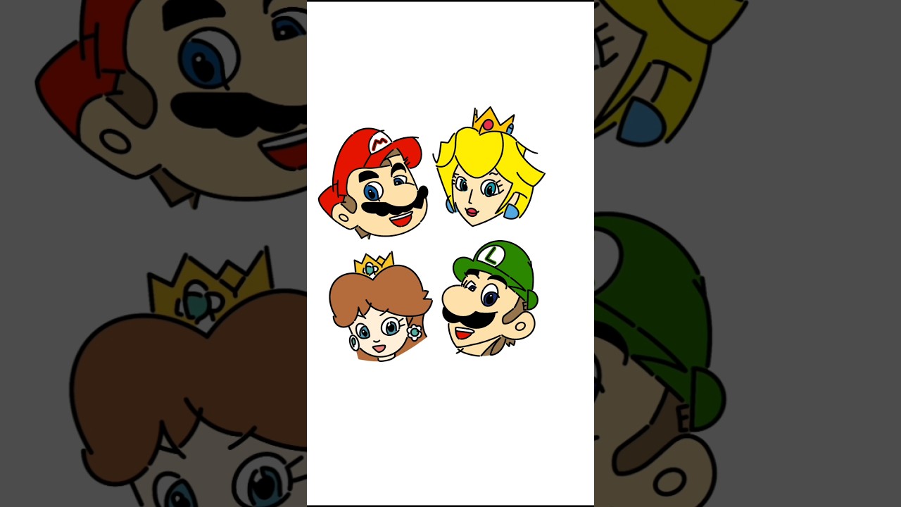 マリオの主要キャラをアルファベットだけで描いてみた! #shorts #art #mario