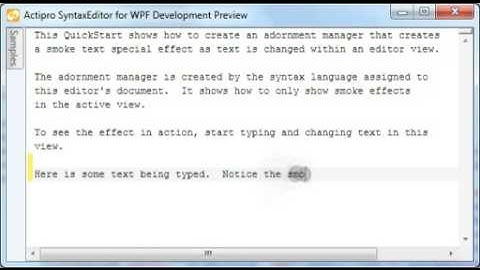 Actipro SyntaxEditor for WPF - Adornment layer text smoke effect
