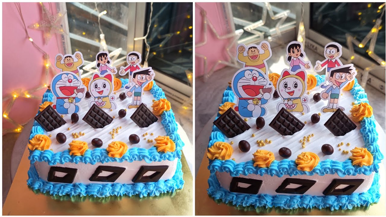 Doraemon Cake | Very Easy Doraemon Cake | Doremon Cake Decoration with Stickers | Kids Birthday Cake