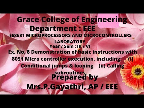 GRACE COE-EEE-EX. NO. 8 DEMONSTRATION OF BASIC INSTRUCTIONS WITH 8051 MC EXECUTION