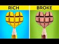 RICH VS BROKE SCHOOL HACKS || Smart Tips and Trick for Creative Students by 123GO! GOLD