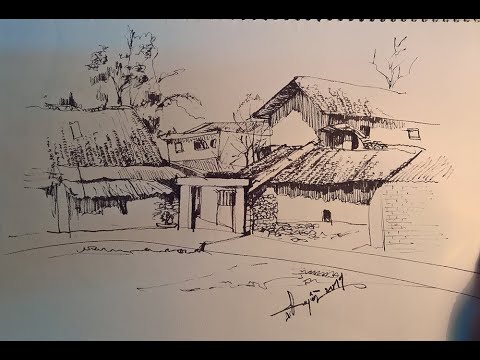 Ký họa bút sắt nhà vùng cao - drawing sketch - YouTube