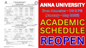 College Reopening 2026: Anna University Even Sem Dates & Exam Schedule Out!