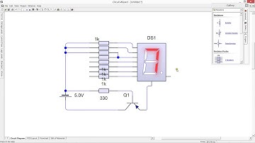 COMMON ANODE SEVEN SEGMENT LED SIMULATION IN CIRCIT WIZARD