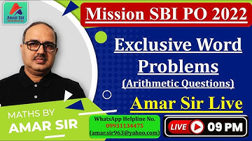 SBI PO 2022 | Exclusive Word Problems (Arithmetic Questions | Bank PO/SSC CGL/RRB NTPC | Amar Sir