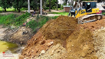 Graet Levels New In Project! This Huge Soils Pond In Slope With Skills Dozer + Truck Dumping Filling