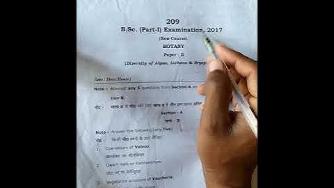 Bsc 1st year Botany 2nd, Diversity of algae,Lichens & Bryophytes ,old paper Agra university