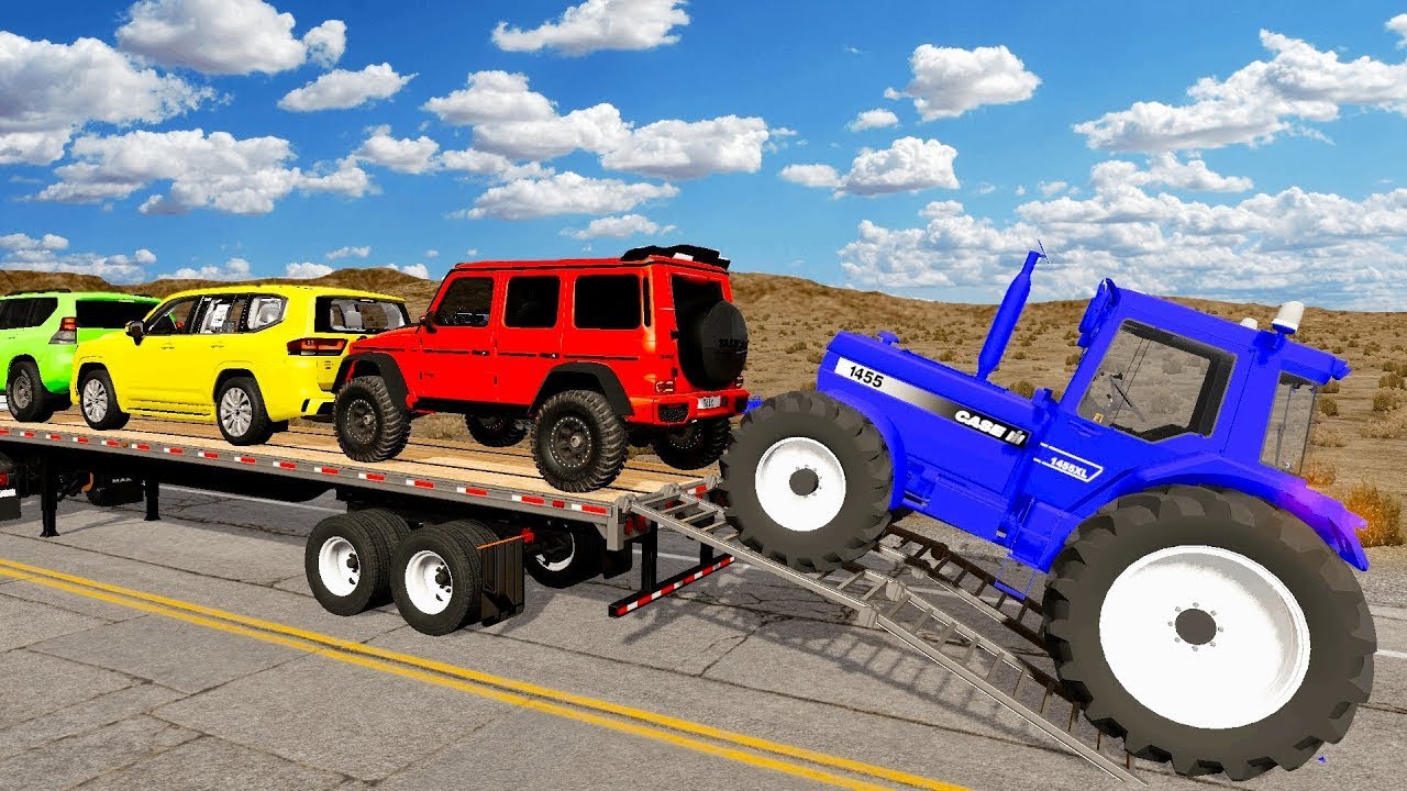 Flatbed Truck McQueen | Transportation with Truck - Pothole vs Car #17 | BeamNG.Drive Gameplay